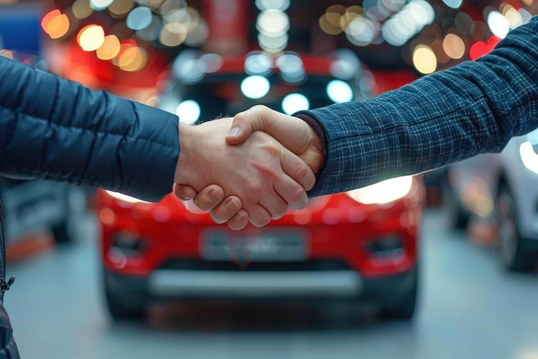 H&S Auto team and vehicles in a modern showroom